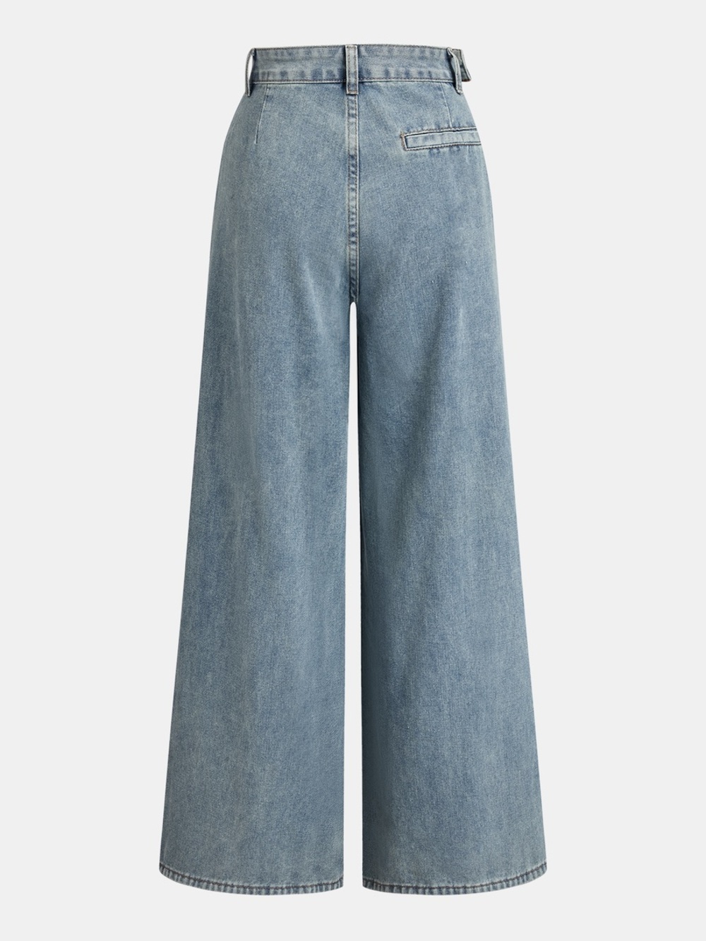 Commense Asymmetrical Ruched Denim Wide-Leg Pants - Picture 2 of 5